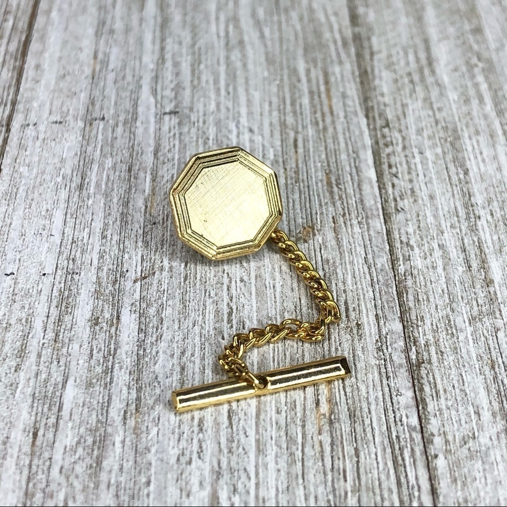 Vintage Octagonal Gold Midcentury Engrave-able Tack